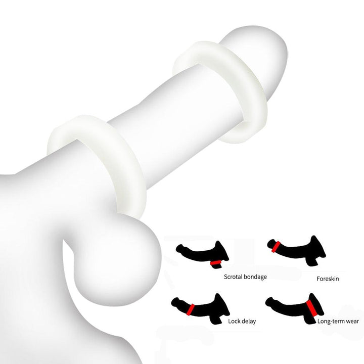 LEVETT Man Ringo Cock Rings Double Diver Penis Glans Ring - White - {{ LEVETT }}