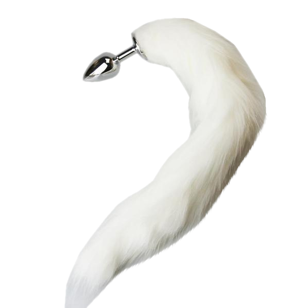 16 inch Stainless Steel White Fox Tail Plug