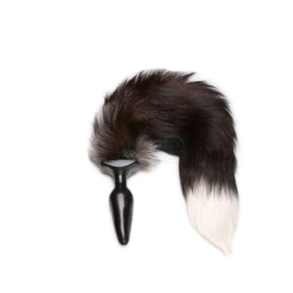 5 inch Silicone Brown and White Fox Tail Plug