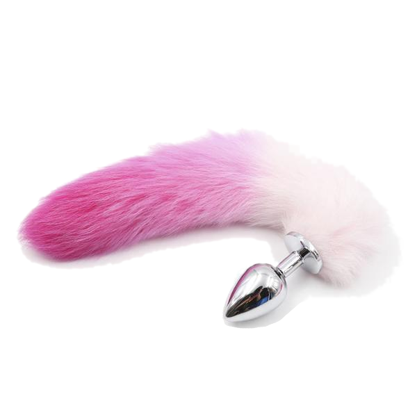 Pink and White Cat Tail Plug