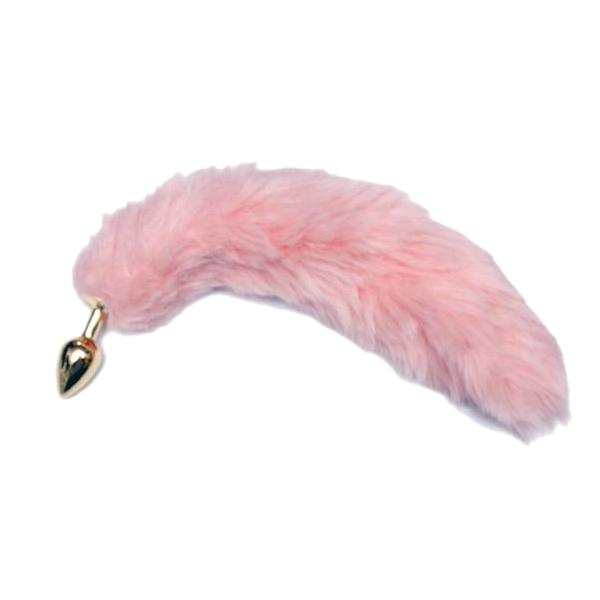 Stainless Steel gold butt plug with fox tail 