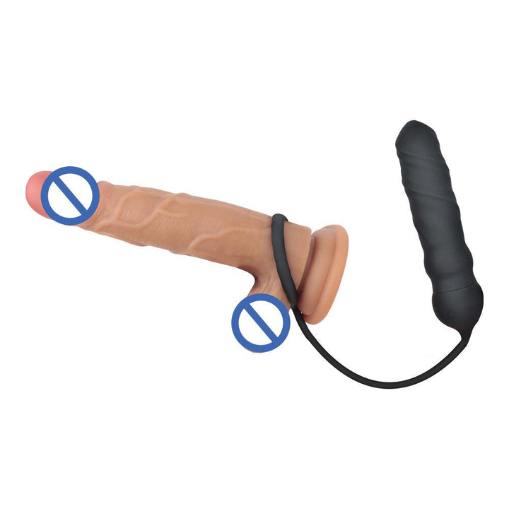 Male Anal Training Toys Prostate Vibrator with Cock Penis Ring - {{ LEVETT }}