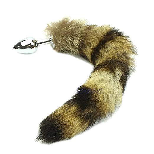 Stainless Steel Brown Fox Tail butt Plug