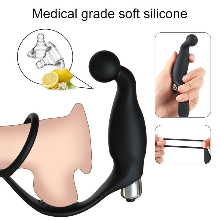 Dolphin Anal Vibrator Prostate Massager with Cock Ring for Male - {{ LEVETT }}