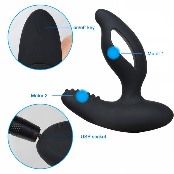 Male Prostate Massager Vibrators Cockring Erotic Sex Toy - {{ LEVETT }}