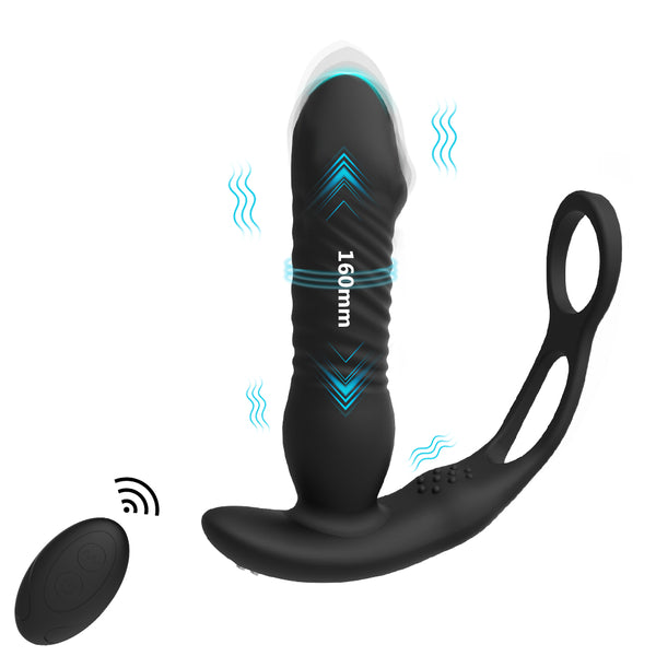 Thrusting Prostate Massager Remote Control Cock Ring Anal Vibrator