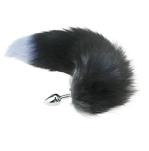 Stainless Steel Black Fox Tail Plug
