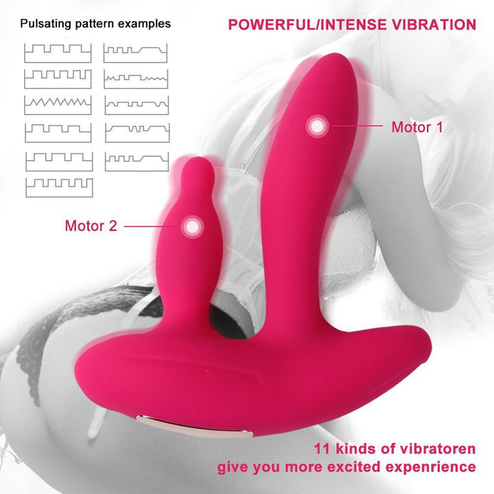 G-Spot Dildo Vibrator with Butt Plug For Women - {{ LEVETT }}