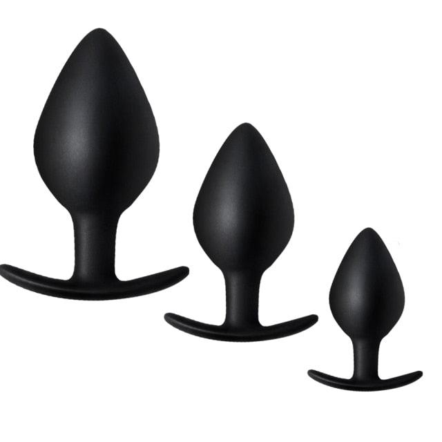 3pc Silicone Thrusting Butt Plug Anal Vibrator for Male Female - {{ LEVETT }}