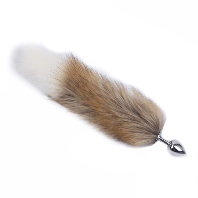 15 inch Stainless Steel brown and white  Cat Tail Plug