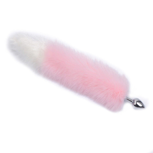 15 inch Stainless Steel pink and white Cat Tail Plug