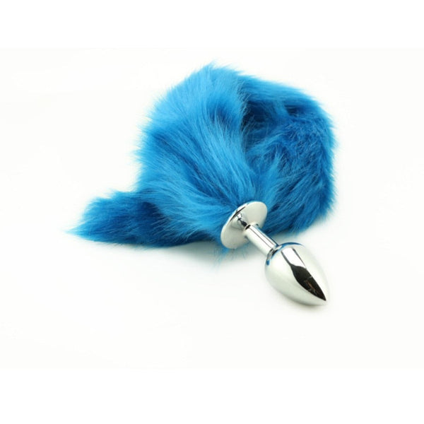 16 inch Stainless Steel Blue Small Tail Butt Plug