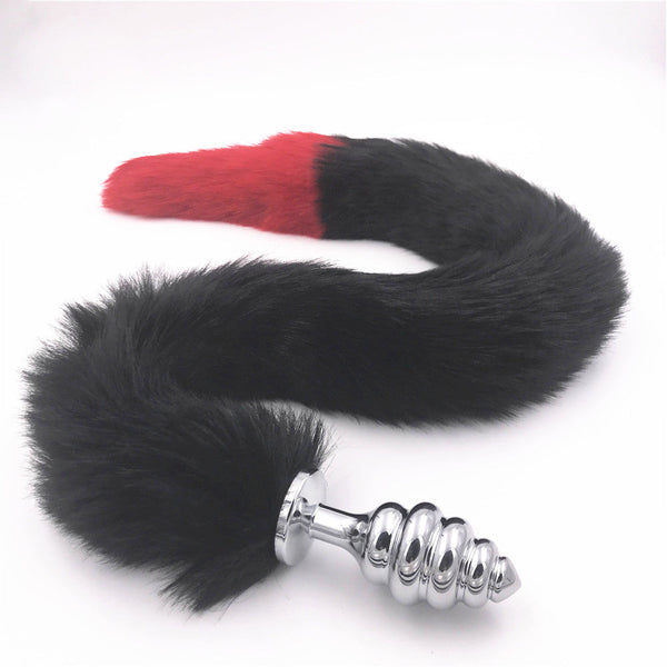 31 inch Stainless & Silicone Black and Red Tail Plug