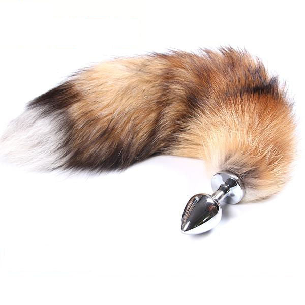 17 inch Stainless Steel Brown Fox Tail Plug